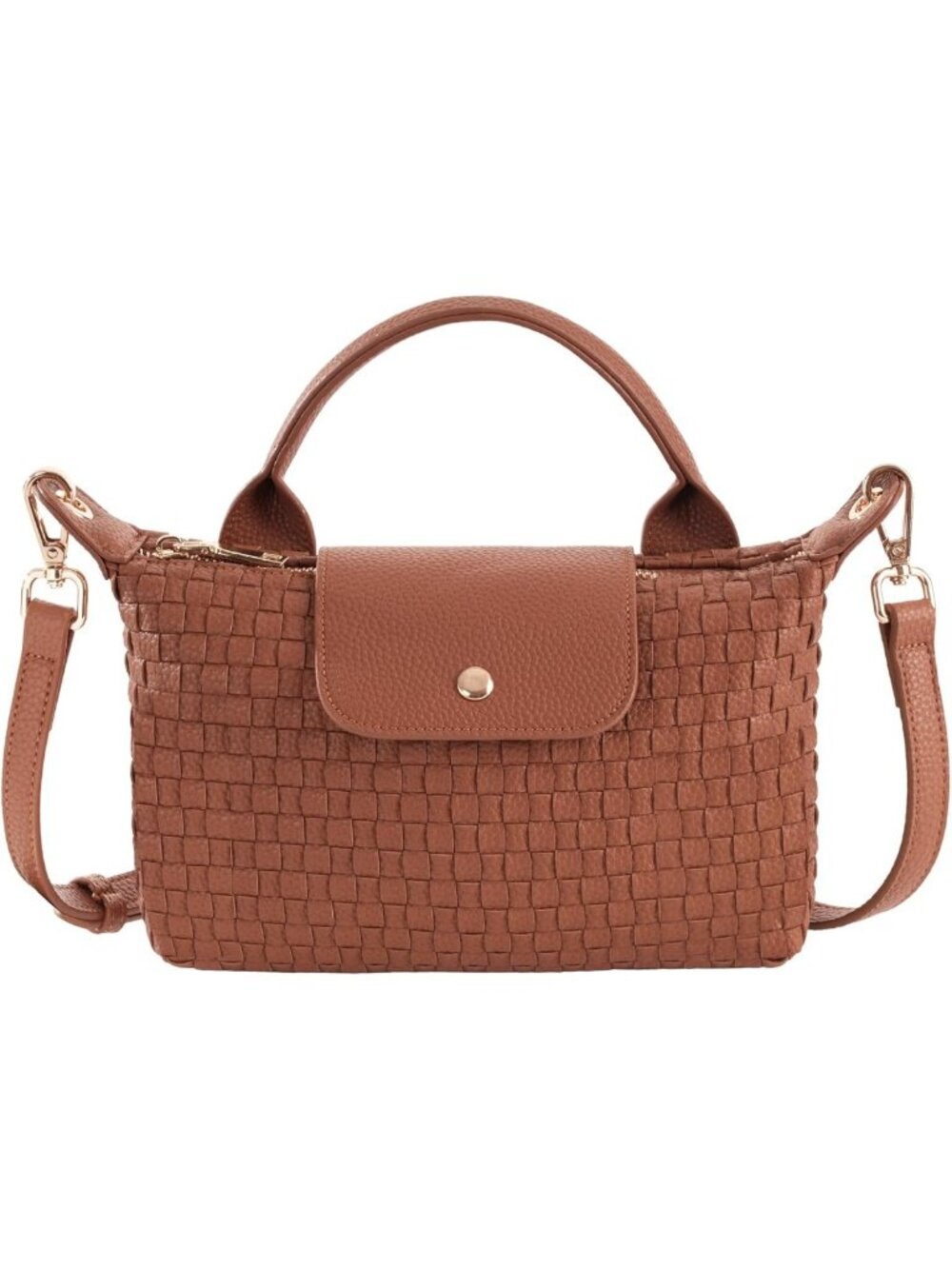 Woven Leather Small Crossbody Bag for Women, Adjustable Strap Handbag Purse